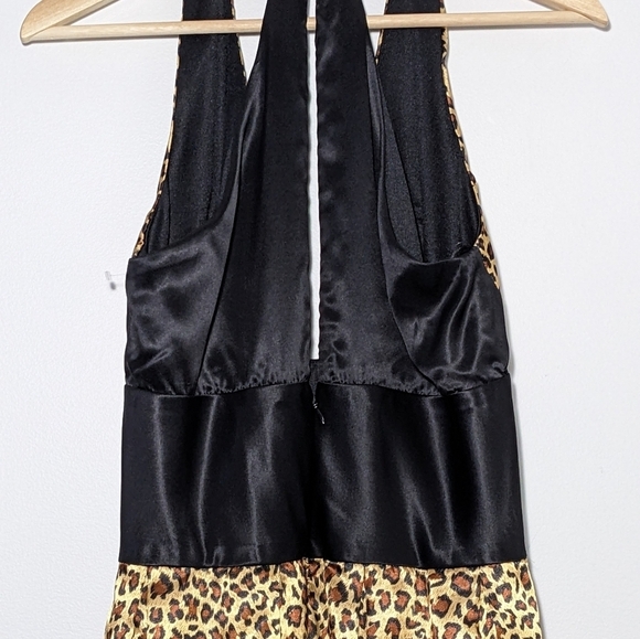 Jovani Silk Mini Dress Cocktail Cheetah Animal Print Black Y2K Vintage Size 6 - Picture 7 of 14